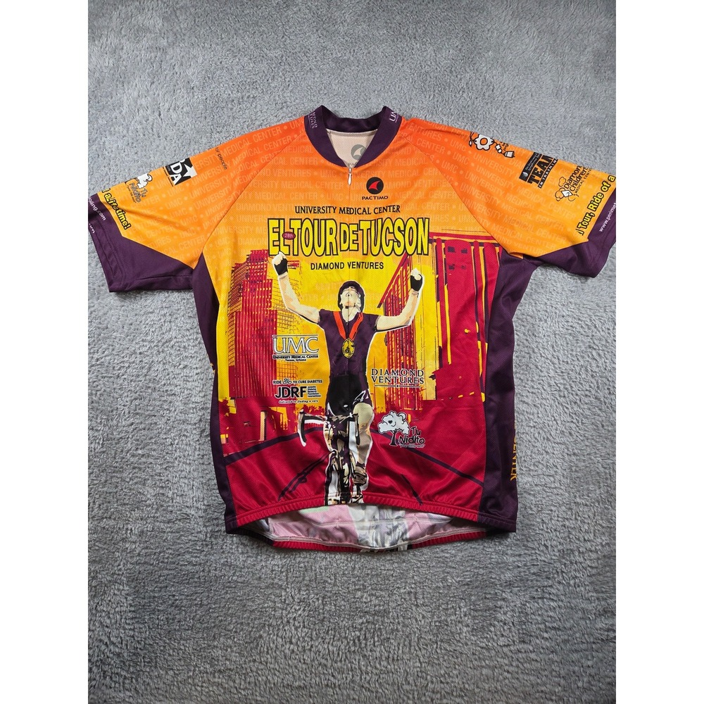 Pactimo Cycling Jersey XXXL Orange Men El Tour de Tucson Graphic 1/4 Zip Short